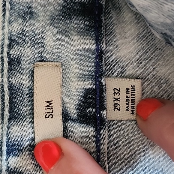 Calvin Klein Slim skinny Button Fly 29x32 Denim Jeans Bleach Dyed Look - Picture 7 of 11